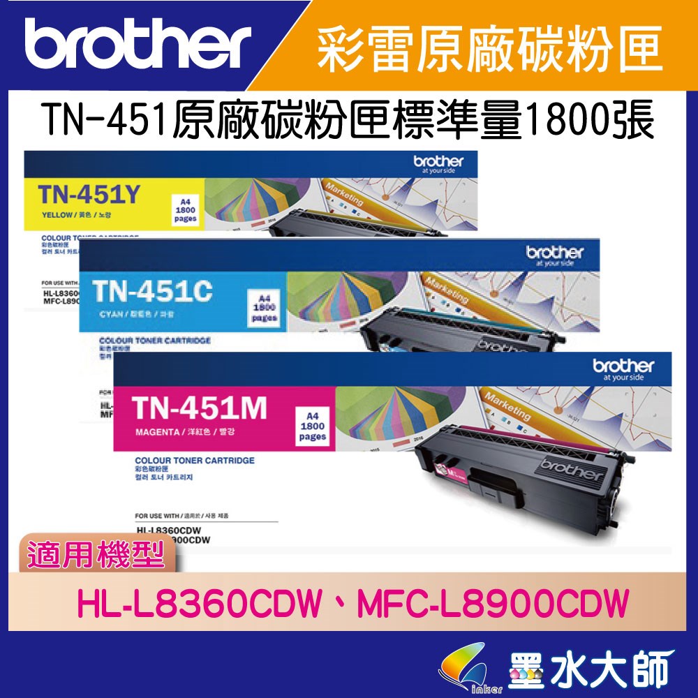 適用機型 HL-L8360CDW / MFC-L8900CDW TN-451(3000張), TN-456(6500張)黑, TN-459(9000張)黑